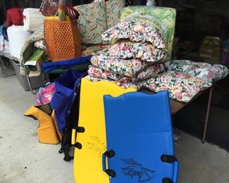 Outdoor cushions and camping/beach items