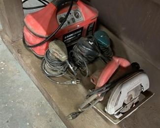 sanders, table saw and Black and Decker 400 rechargeable port power station