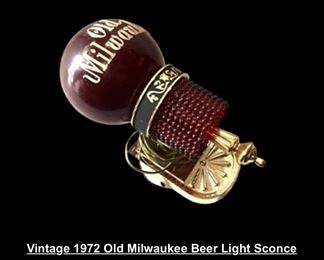 1972 vintage Old Milwaukee Beer light sconce
