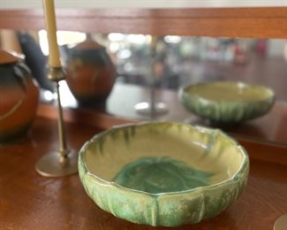 Large Fulper Pottery bowl, 11 1/2" across.  Nicks and chips around foot rim