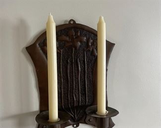 Hammered copper wall sconce