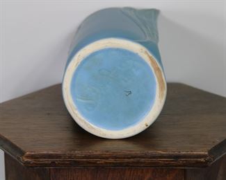 Another view of the Large Weller Pottery Lily of the Valley vase in blue