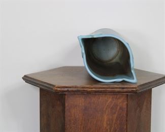 Another view of the Large Weller Pottery Lily of the Valley vase in blue