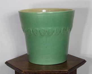 Anther view of the Large Red Wing Pottery Planter in Green, 9 5/8" tall, 10 1/2"  wide