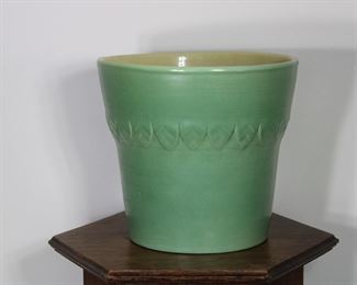 Anther view of the Large Red Wing Pottery Planter in Green, 9 5/8" tall, 10 1/2"  wide