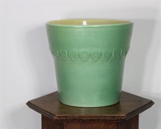 Anther view of the Large Red Wing Pottery Planter in Green, 9 5/8" tall, 10 1/2"  wide