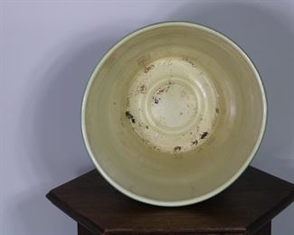 Interior of Large Red Wing Pottery Planter in Green, 9 5/8" tall, 10 1/2"  wide