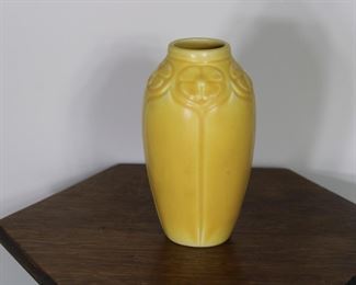 Another view of Rookwood vase # 2403 in yellow glaze, 7 1/4" tall, production date 1928
