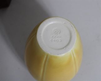 Another view of Rookwood vase # 2403 in yellow glaze, 7 1/4" tall, production date 1928