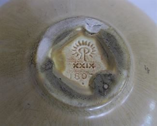 Another view of Rookwood Pottery two handled vase # 1807 in mottled yellow glaze, 4" tall, production date 1929