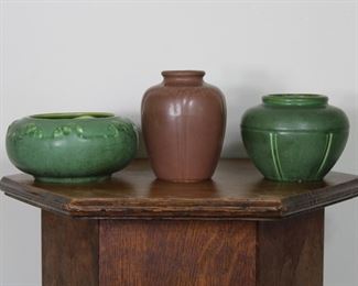 Hampshire Pottery vases and bowl
