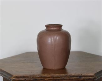 14.    Another view of Hampshire Pottery vase # 110, 4 1/2" tall, brown glaze