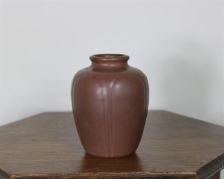 14.    Another view of Hampshire Pottery vase # 110, 4 1/2" tall, brown glaze