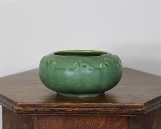 15.    Hampshire Pottery bowl # 25, 5 1/2" wide, matte green glaze
