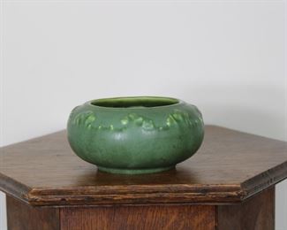 15.   Another view of Hampshire Pottery bowl # 25, 5 1/2" wide, matte green glaze