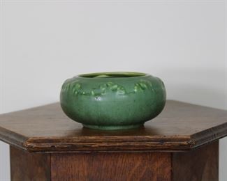15.   Another view of Hampshire Pottery bowl # 25, 5 1/2" wide, matte green glaze