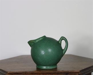 Green glaze Arts and Crafts style pottery cream pitcher