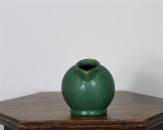 Another view of Green glaze Arts and Crafts style pottery cream pitcher