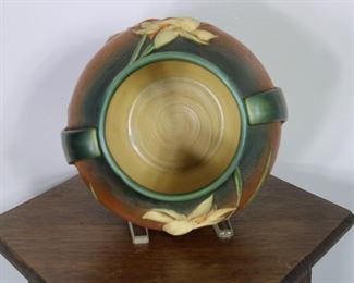 Another view of Roseville Pottery Zephyr Lily cookie jar base with Freesia patterned lid