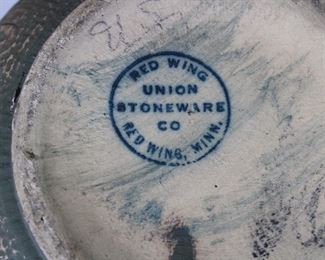 Mark on Red Wing Union Stoneware acorn and oak leaf Brushware jardiniere, 7" tall