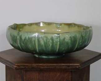 Large Fulper Pottery bowl, 11 1/2" across.  Nicks and chips around foot rim