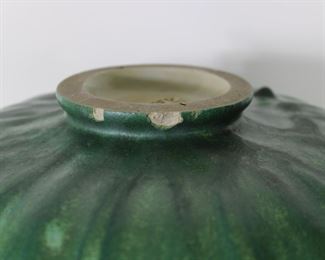 Large Fulper Pottery bowl, 11 1/2" across.  Nicks and chips around foot rim