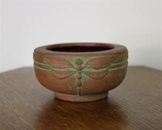 Peters and Reed Moss Azteca Dragonfly pottery bowl