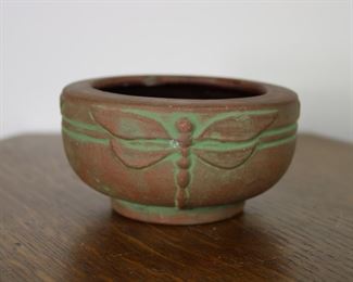 Another view Peters and Reed Moss Azteca Dragonfly pottery bowl