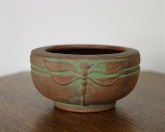 Another view Peters and Reed Moss Azteca Dragonfly pottery bowl