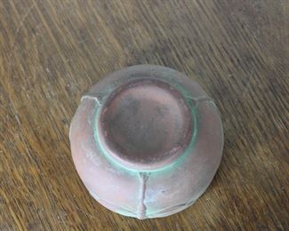 Base of Peters and Reed Moss Azteca Dragonfly pottery bowl