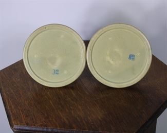 Another view of the Pair of Roseville Pottery Carnelian Candleholders