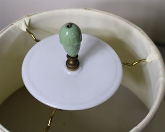 Original milk glass diffuser for the shade of the c. 1940's celadon glazed table lamp