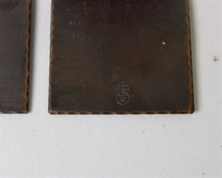 Roycroft single strap hammered copper bookends