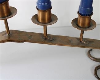 26.  Erhard Glander hammered copper candelabra, signed.  Excellent patina.  20″w x 7.25″h x 4.75″d