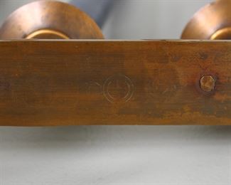 26.  Erhard Glander hammered copper candelabra, signed.  Excellent patina.  20″w x 7.25″h x 4.75″d