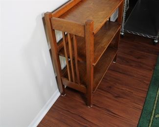27.   Quaint Furniture book shelf #4702, Stickley Brothers Company, Grand Rapids, Michigan 26" long, 13" deep, 31" tall
