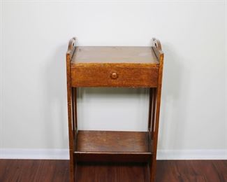 28. One drawer stand with book trough underneath, as shown in photos condition.  17 1/2" wide, 13" deep, and  31" tall