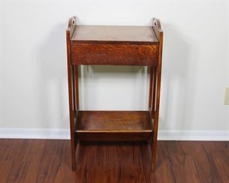 28. One drawer stand with book trough underneath, as shown in photos condition.  17 1/2" wide, 13" deep, and  31" tall