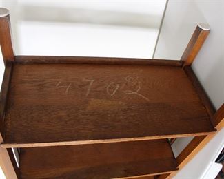 27.   Quaint Furniture book shelf #4702, Stickley Brothers Company, Grand Rapids, Michigan 26" long, 13" deep, 31" tall
