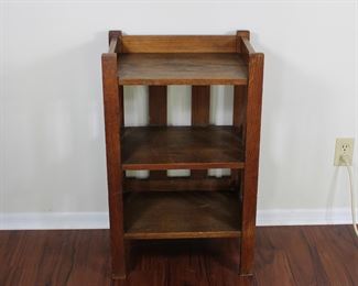 30.  Oak bookshelf, loose/needs regluing. 30” tall, 19” across, 13” deep
