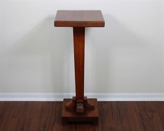 Arts & Crafts plant stand, tapered stem, 12” square, 29” tall