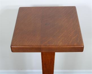 Arts & Crafts plant stand, tapered stem, 12” square, 29” tall