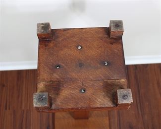 Arts & Crafts plant stand, tapered stem, 12” square, 29” tall