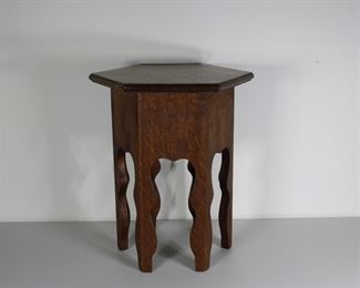 Moorish Oak Tabouret Table, 18 1/4” tall, 14” across