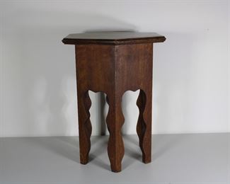 Moorish Oak Tabouret Table, 18 1/4” tall, 14” across