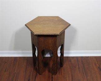 Moorish Oak Tabouret Table, 18 1/4” tall, 14” across