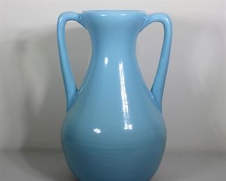Massive RRP Co. floor vase with a soft blue glaze, 19 1/2" tall, signed on bottom
