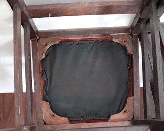 First Pair of Gustav Stickley H back chairs, 39 1/4" and 39 1/2" tall.  Slightly loose, can be used as they are but should be reglued if they will be used regularly.