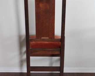 Single Gustav Stickley H back dining or desk chair, 40" tall.  Loose, needs re-gluing to be used regularly.