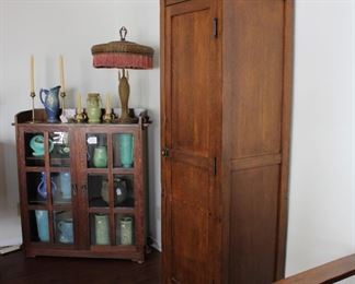 Mission Oak diminutive wardrobe, 75" tall, 22" across, 18" deep, back is fully finished, can be used free standing or as a room divider